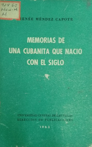Foto de Portada de la primera edición de Memorias de una cubanita que nació con el siglo, Universidad Central de Las Villas, 1963.
